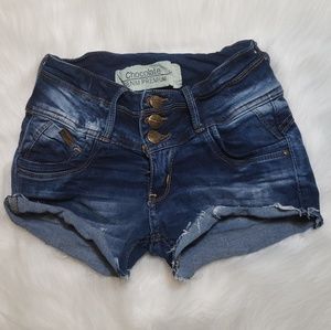 Distressed Cut Off Shorts Denim 0